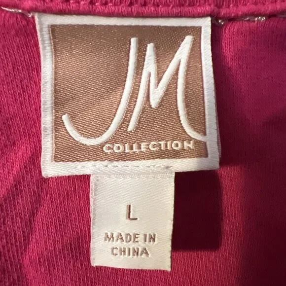 JM Collection Women’s L Beaded Embroidered V Neck Cotton Tunic Top Pink - Picture 7 of 13